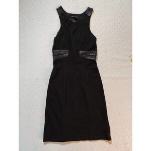NORDSTROM CYNTHIA STEFFE SLEEVELESS BLACK FAUX LEATHER DRESS CUTOUT BACK SIZE 2